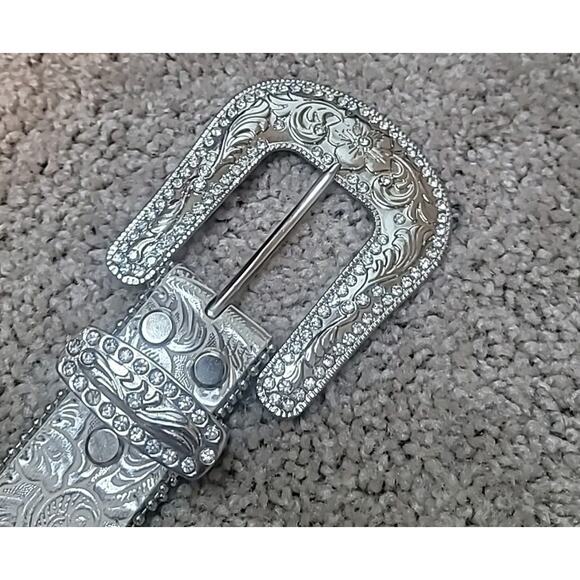 Blazin’ Roxx Silver Floral Rhinestone Cowgirl Rodeo Belt | M 30–34 - Picture 5 of 7